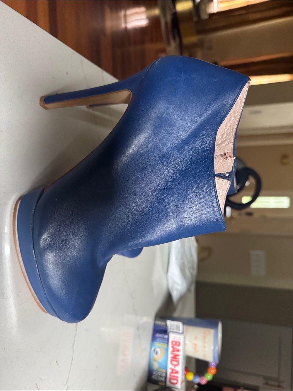 Vince Camuto Royal Blue Leather Stiletto Ankle Boot